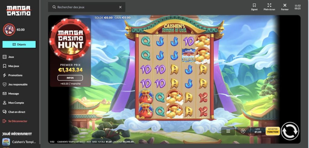 Manga Casino gameplay