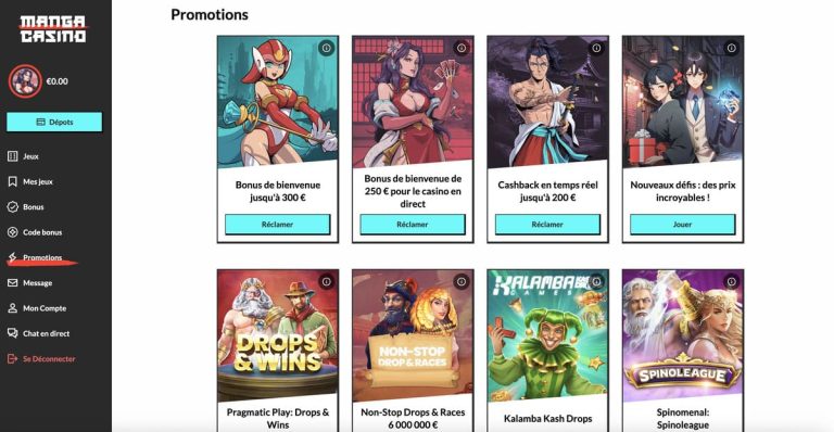Manga Casino promotions